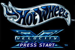 Hot Wheels Velocity X title screen for GameBoy Advance